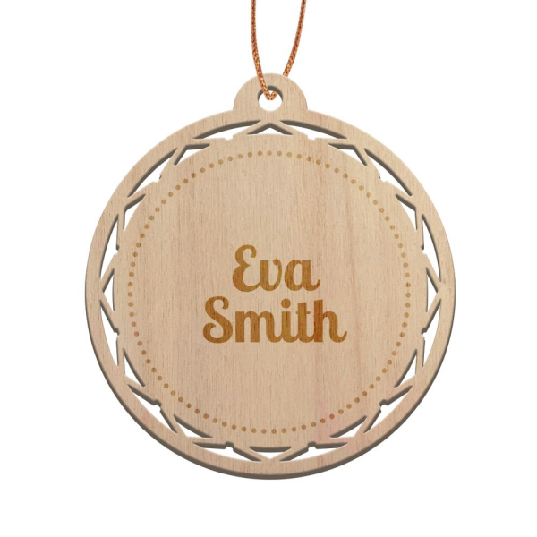 Wooden Christmas Bauble personalised with wreath Wooden Christmas Bauble personalised with wreath