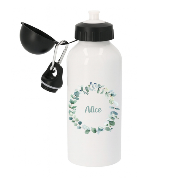 Personalised bottle with flower wreath Personalised bottle with flower wreath