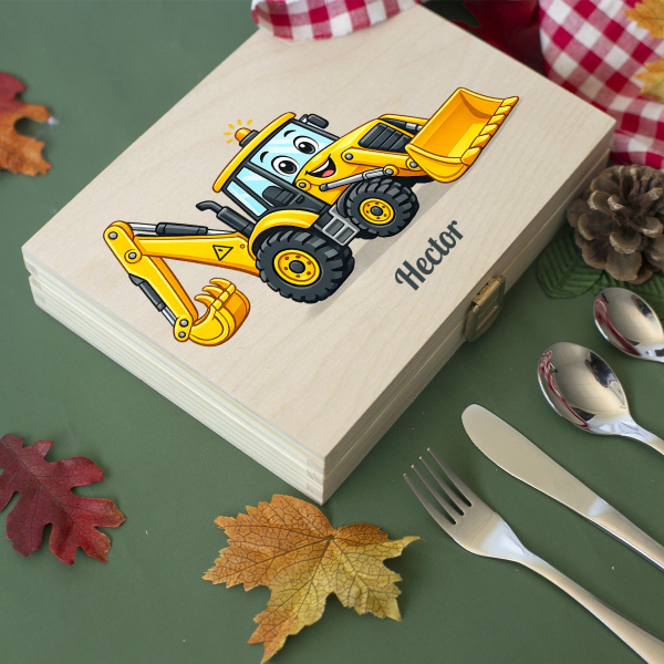 Digger Gift Set with Personalised Cutlery Digger Gift Set with Personalised Cutlery