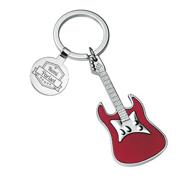 Engraved guitar-shaped keyring Engraved guitar-shaped keyring