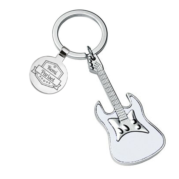 Engraved guitar-shaped keyring Engraved guitar-shaped keyring