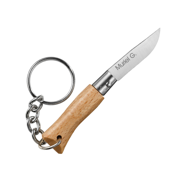 Engraved Opinel knife keyring Engraved Opinel knife keyring