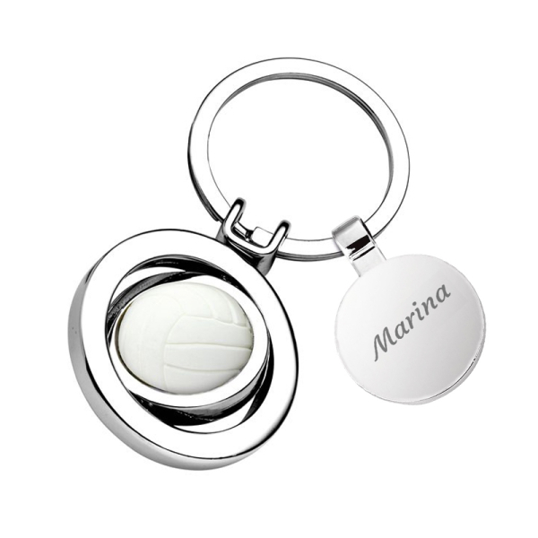 Engraved volleyball-shaped keyring Engraved volleyball-shaped keyring