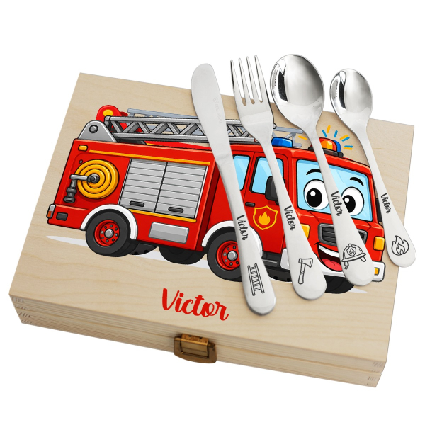 Fire Engine Gift Set with Personalised Cutlery Fire Engine Gift Set with Personalised Cutlery