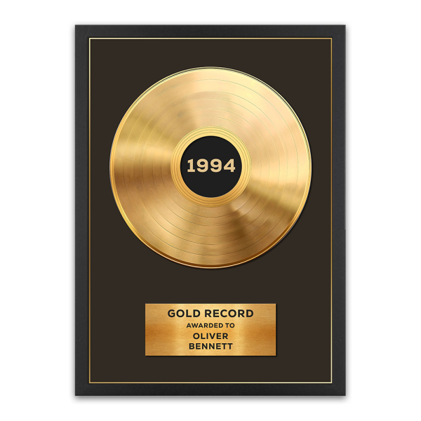 Framed poster of a personalised Gold or Platinum record - gold Framed poster of a personalised Gold or Platinum record - gold