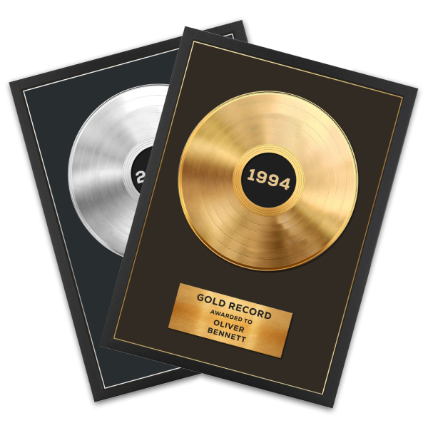 Framed poster of a personalised Gold or Platinum record Framed poster of a personalised Gold or Platinum record