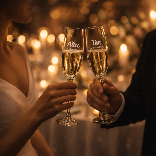 Gift box with 2 Wedding champagne flutes Gift box with 2 Wedding champagne flutes