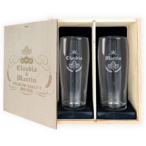 Gift Set of 2 Beer Glasses with Personalised Label Gift Set of 2 Beer Glasses with Personalised Label