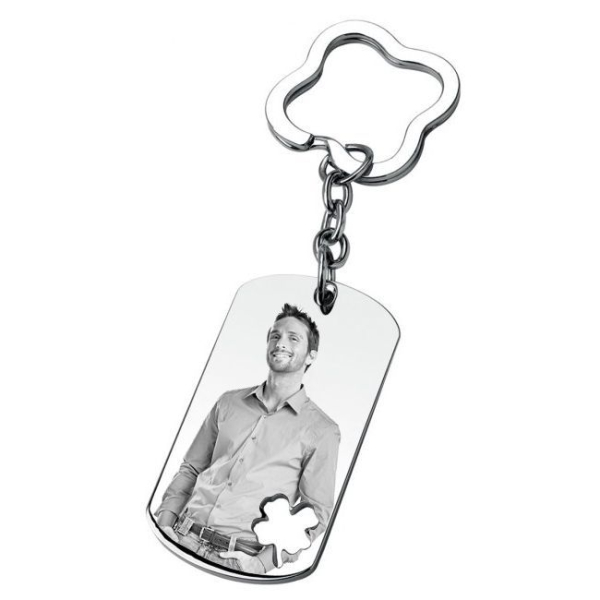Keyring with clover and engraved photo Keyring with clover and engraved photo