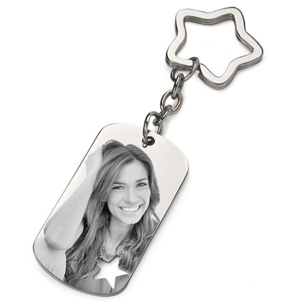 Keyring with star and engraved photo Keyring with star and engraved photo