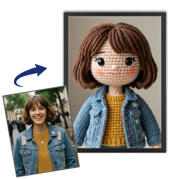 Knitted doll portrait from a photo Knitted doll portrait from a photo