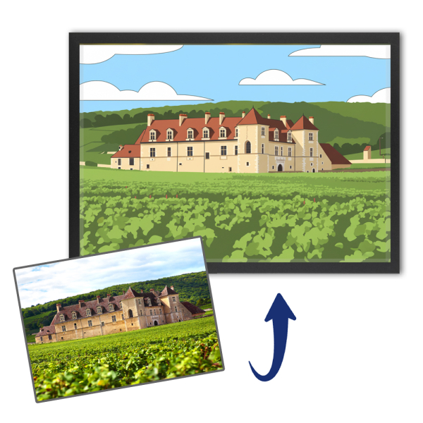 Portrait of a house in flat design style based on a photo Portrait of a house in flat design style based on a photo