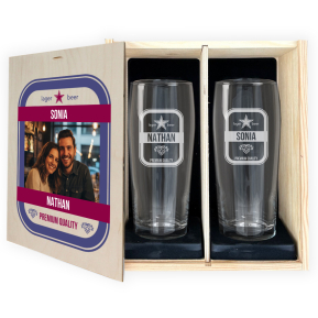 Personalised Beer Glass Gift Set (2 Glasses) with Photo Personalised Beer Glass Gift Set (2 Glasses) with Photo
