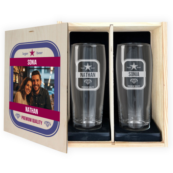 Personalised Beer Glass Gift Set (2 Glasses) with Photo Personalised Beer Glass Gift Set (2 Glasses) with Photo