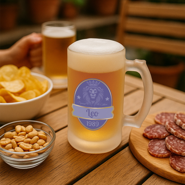 Personalised beer mug with Lion motif Personalised beer mug with Lion motif
