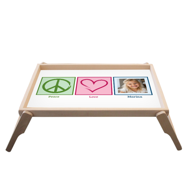 Personalised Breakfast Tray Peace & Love Photo Personalised Breakfast Tray Peace & Love Photo