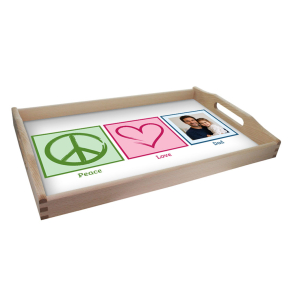 Personalised Breakfast Tray Peace & Love Photo Personalised Breakfast Tray Peace & Love Photo