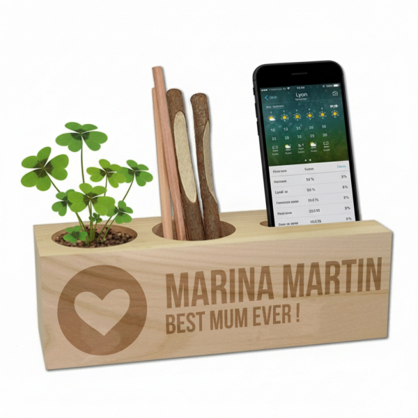 Personalised desk organiser with symbol and dedication Personalised desk organiser with symbol and dedication