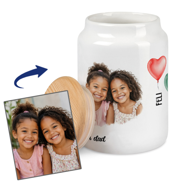 Personalised Heart Balloons biscuit jar Personalised Heart Balloons biscuit jar