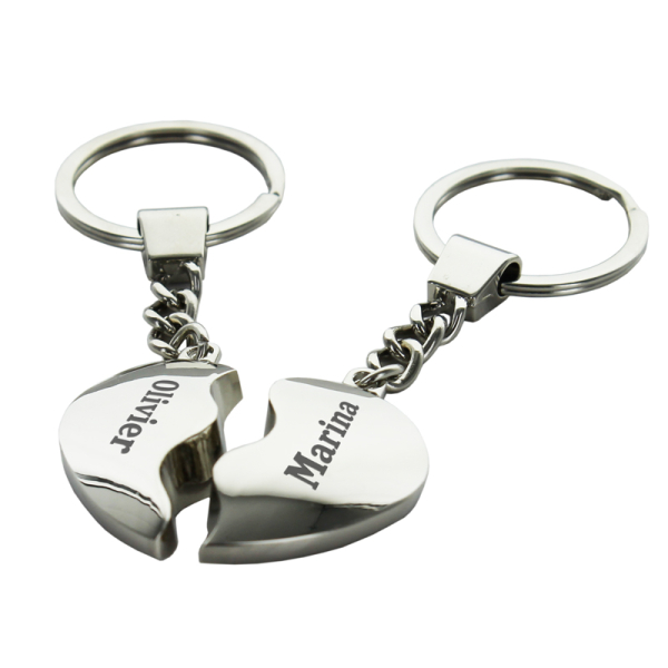 Personalised heart keyring for two Personalised heart keyring for two