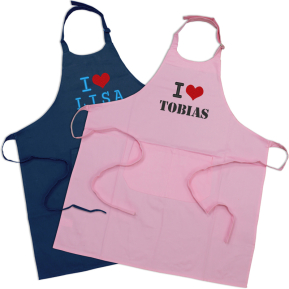 Personalised I love kitchen apron made from 100% organic cotton Personalised I love kitchen apron made from 100% organic cotton
