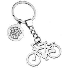 Personalised keyring with bicycle Personalised keyring with bicycle