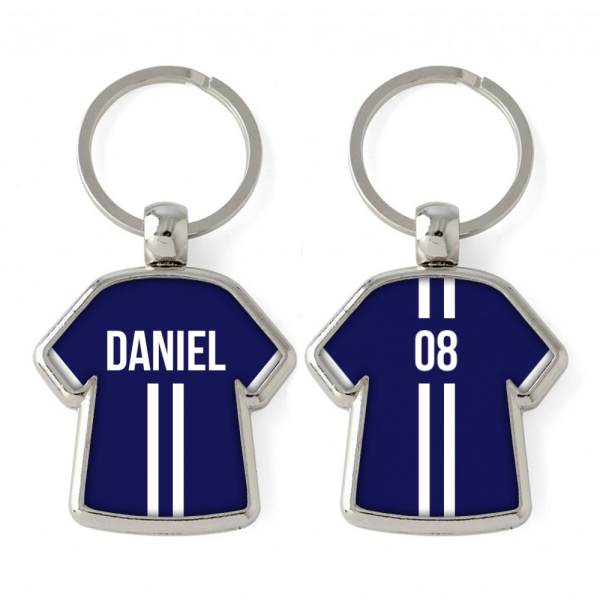 Personalised keyring with two stripes football shirt Personalised keyring with two stripes football shirt
