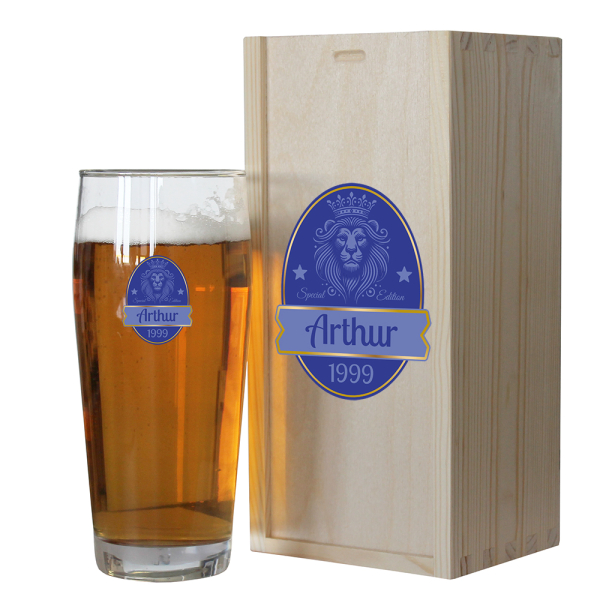Personalised Lion beer glass with colour printing Personalised Lion beer glass with colour printing