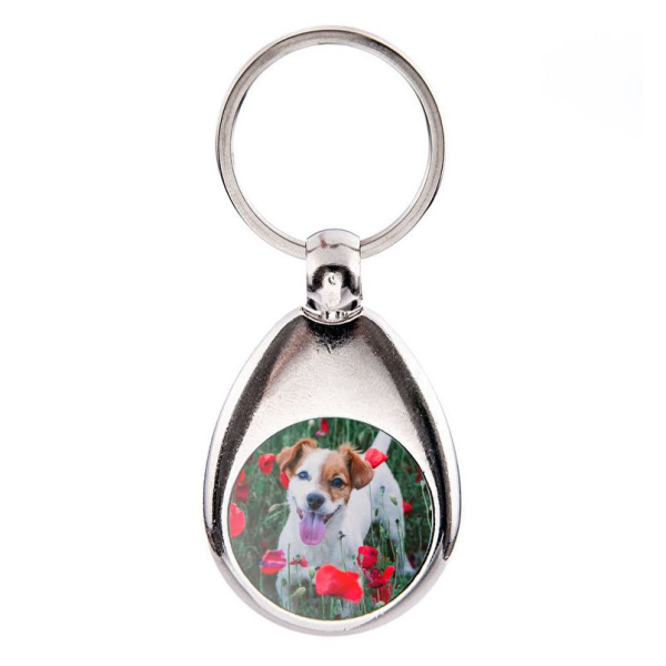 Personalised photo keyring with shopping trolley token Personalised photo keyring with shopping trolley token