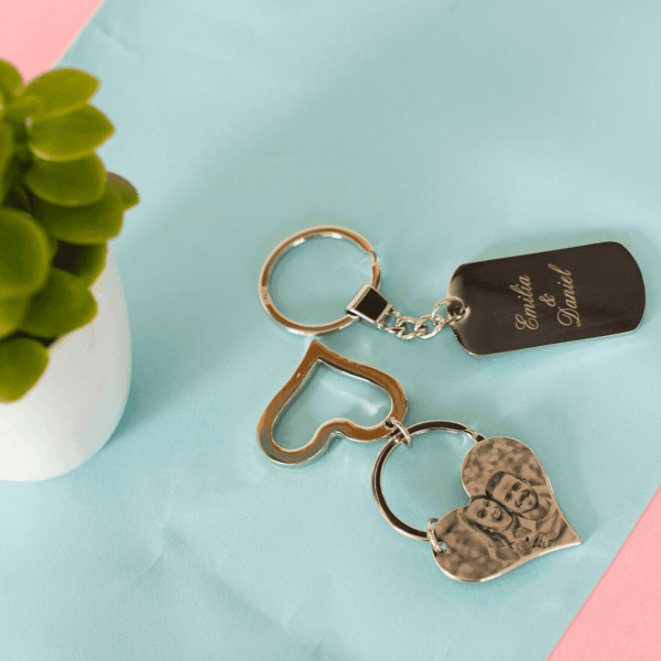 Photo keyring with two hearts Photo keyring with two hearts