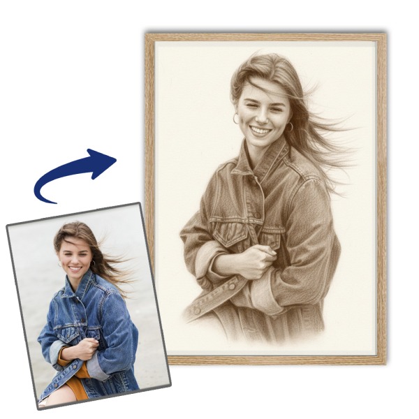 Portrait in a sepia drawing style created from a photo Portrait in a sepia drawing style created from a photo