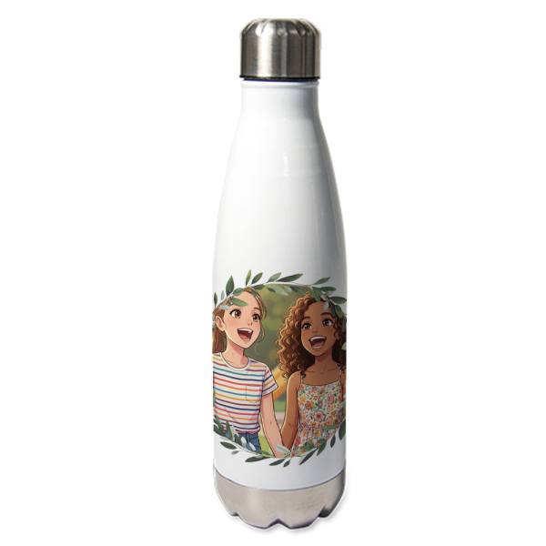Portrait water bottle in a botanical frame Portrait water bottle in a botanical frame