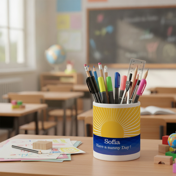 Personalised Sunset ceramic pencil pot Personalised Sunset ceramic pencil pot