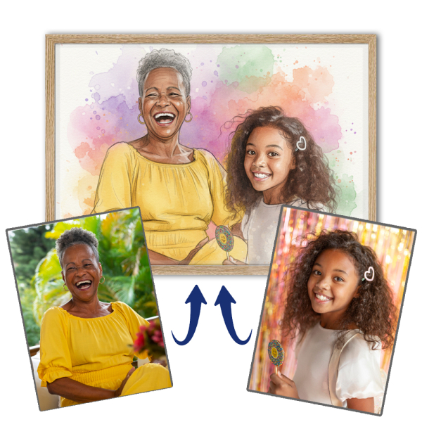 Watercolour-style portrait after photo montage Watercolour-style portrait after photo montage