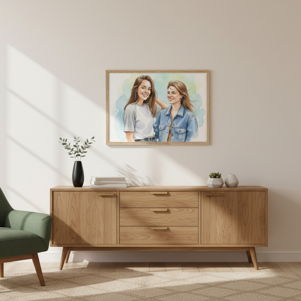 Watercolour-style portrait after photo montage Watercolour-style portrait after photo montage