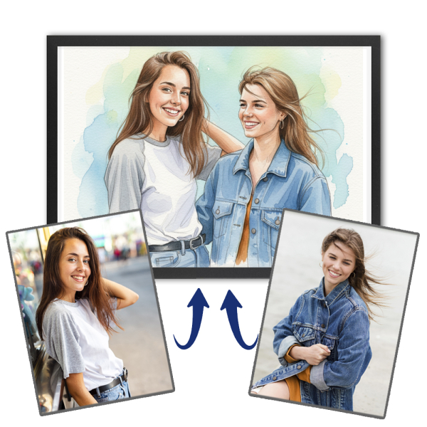 Watercolour-style portrait after photo montage Watercolour-style portrait after photo montage