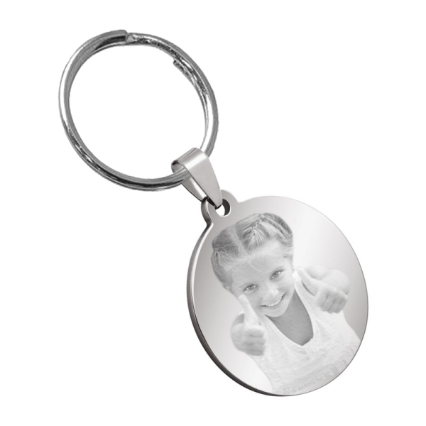 Round keyring with engraved photo Round keyring with engraved photo