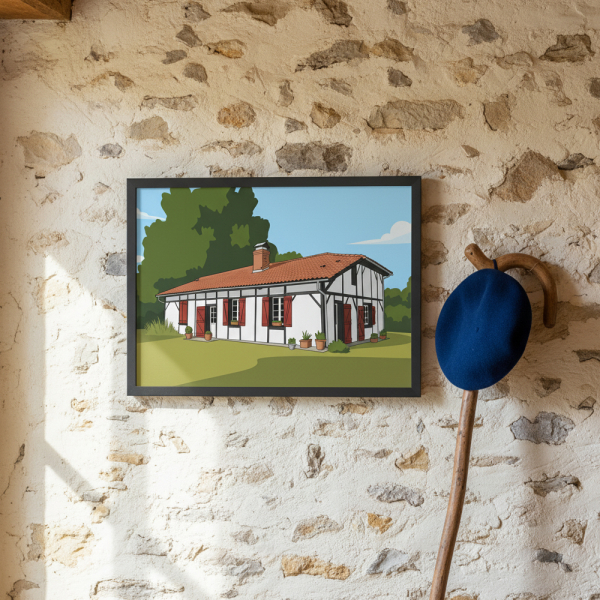 Portrait of a house in flat design style based on a photo Portrait of a house in flat design style based on a photo