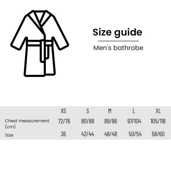 Personalised men's bathrobe - Size guide Personalised men's bathrobe - Size guide