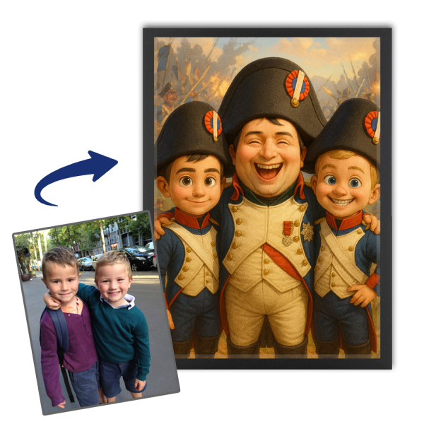 Cartoon style portrait + historical character based on a photo Cartoon style portrait + historical character based on a photo