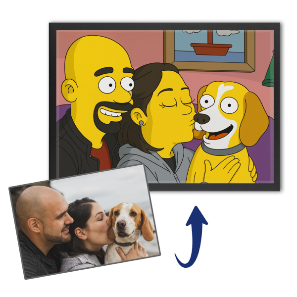 Yellow cartoon-style caricature from a photo Yellow cartoon-style caricature from a photo