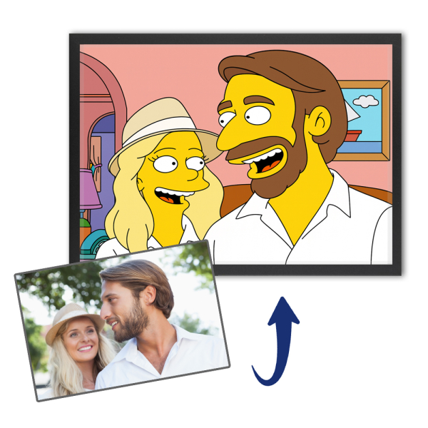 Yellow cartoon-style caricature from a photo Yellow cartoon-style caricature from a photo