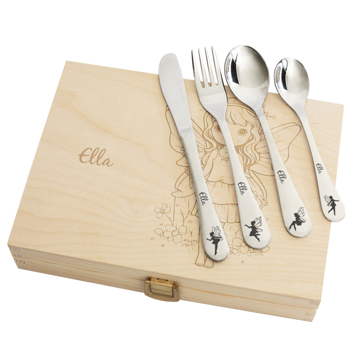 Personalised cutlery girl with a fairy Personalised cutlery girl with a fairy