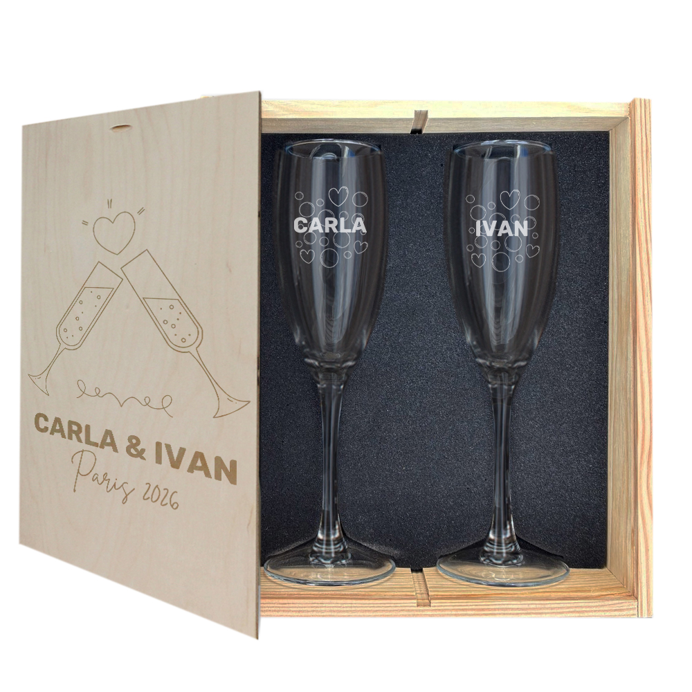 Gift box with 2 champagne flutes