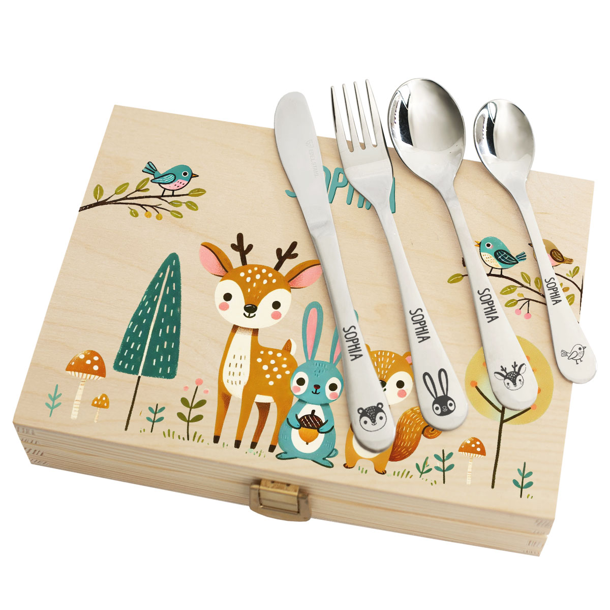 Engraved cutlery and its printed boxes Engraved cutlery and its printed boxes