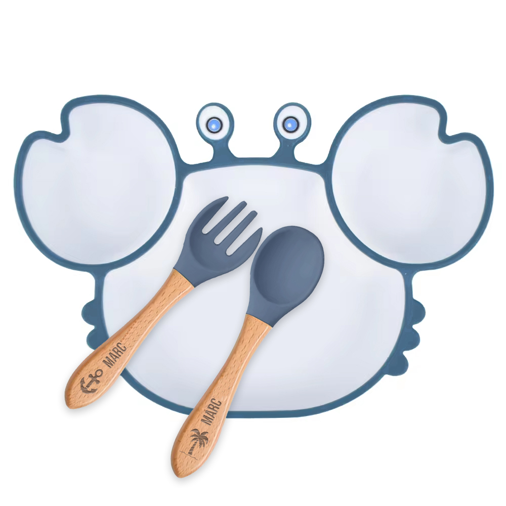 Cutlery and silicone baby plate
