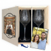 2 wine glasses with illustrated photo box 2 wine glasses with illustrated photo box