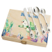 Children's cutlery set with ocean-printed box