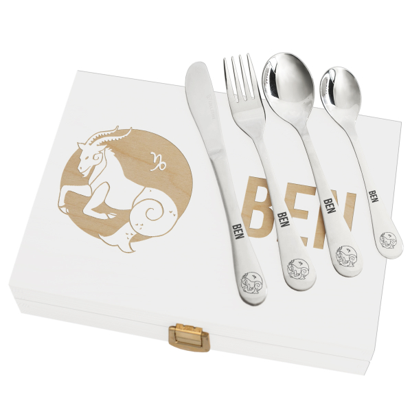 Personalised children's cutlery with zodiac sign