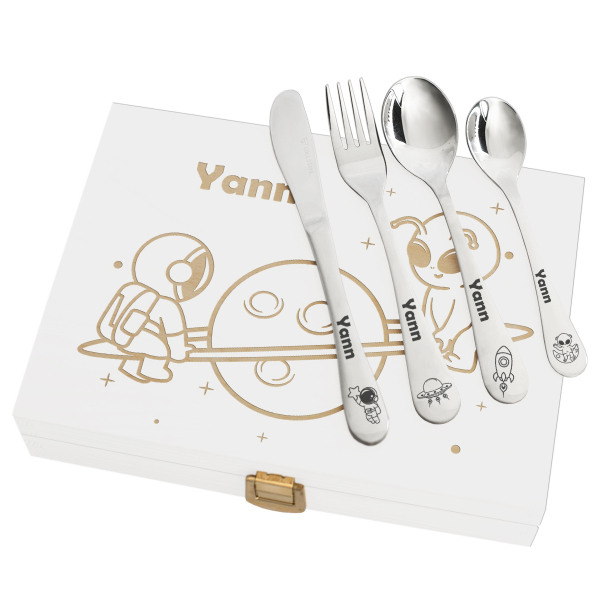 Engraved children's astronaut cutlery